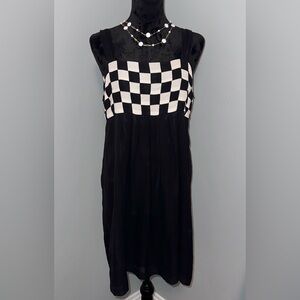 Vintage Kensie Dresses - Black & White Checkered Babydoll Mini Dress - Sz 12